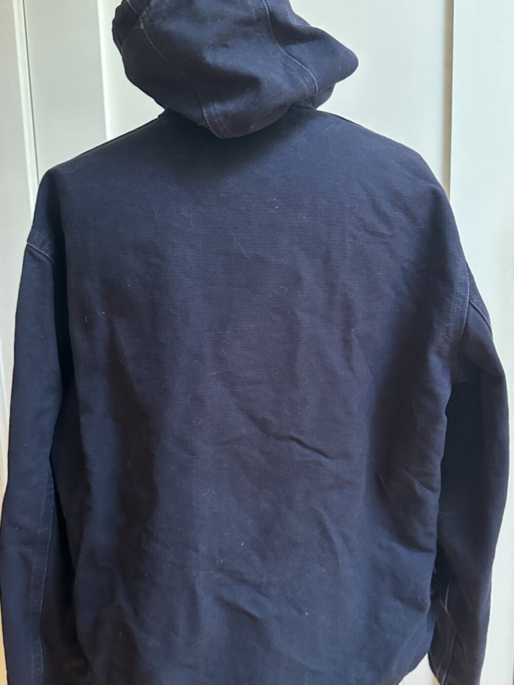 Carhartt Navy Blue Full Zip Hooded Work Coat J25 MDT Size: M Excellent Condition - Picture 5 of 16